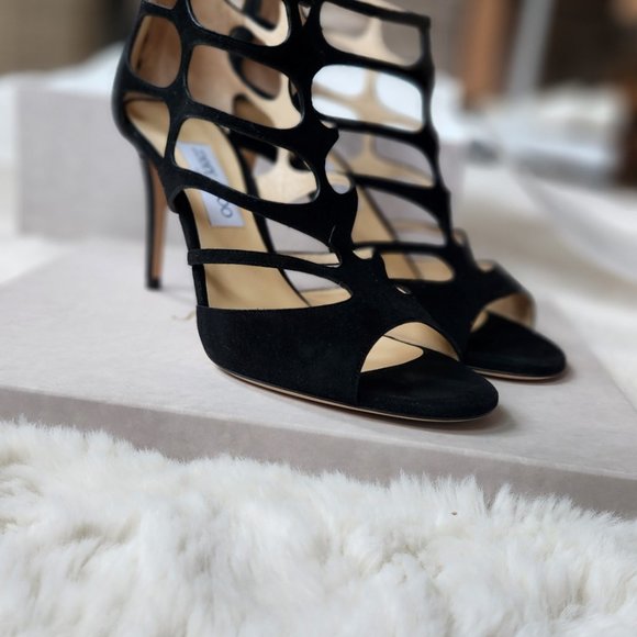 NWT Jimmy Choo Ren85 Suede Cut-out Heeled Sandals - Picture 5 of 14